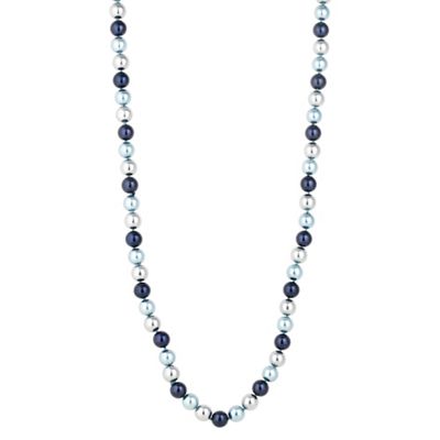 Blue tonal pearl long necklace